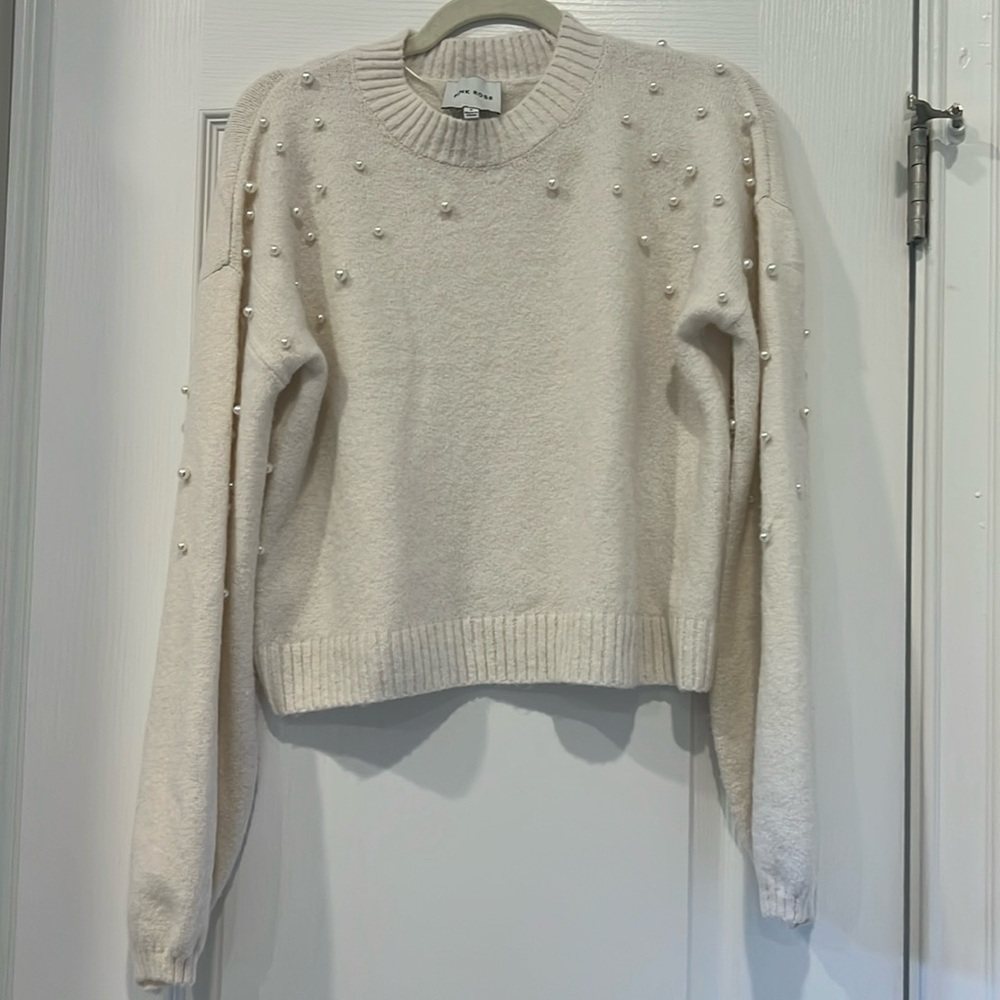 NWOT Pearl Embellished Sweater